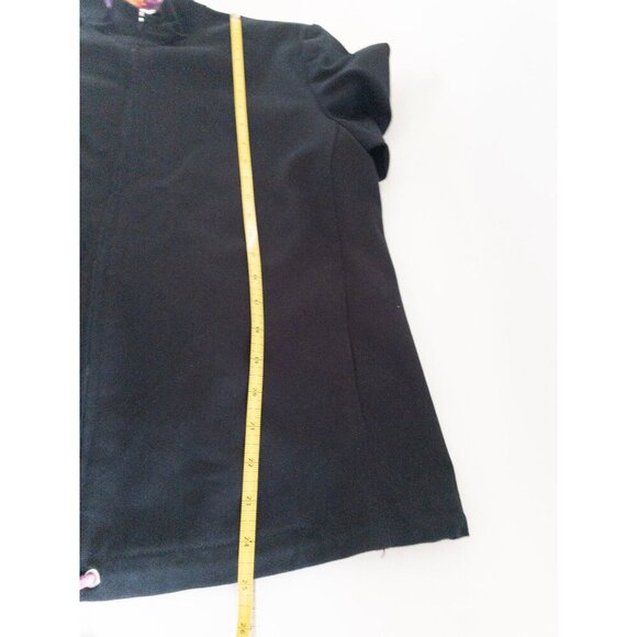 St. John Sport Black Jacket With Vibrant Printed Lining & Adjustable Drawstring - Picture 13 of 15